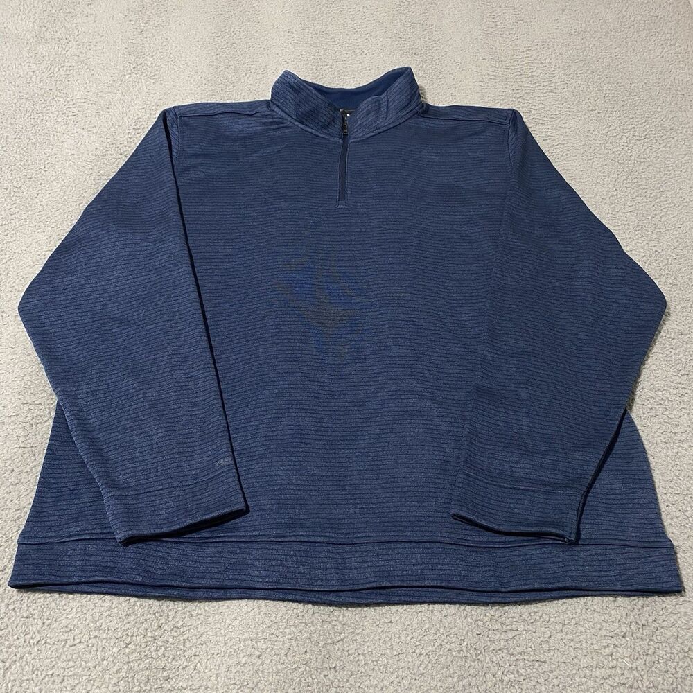 Under Armour Golf Storm Sweatshirt Men 4XL Blue Striped 1/4 Zip Pullover Sweater